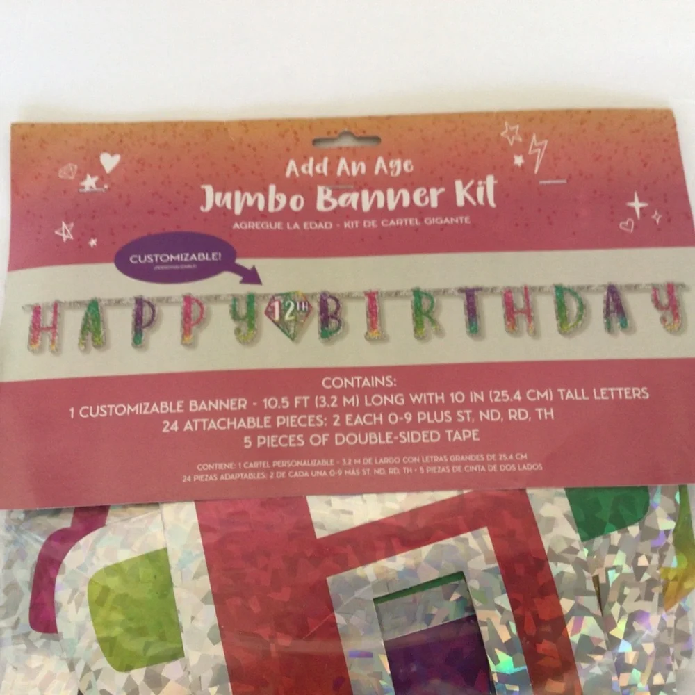 HAPPY BIRTHDAY CUSTOMIZABLE BANNER NWT